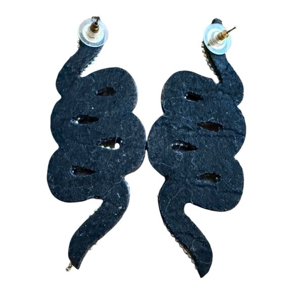 Rhinestones Snake Earrings 3.25” Fashion Jewelry - Picture 6 of 8